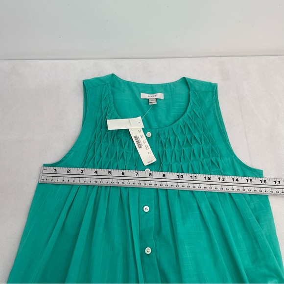 NEW NWT J. Crew Smocked Top sz 00 mint sleeveless #43087 summer button-front $88 - Picture 8 of 8